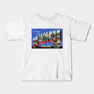 Greetings from Muncie, Indiana - Vintage Large Letter Postcard Kids T-Shirt